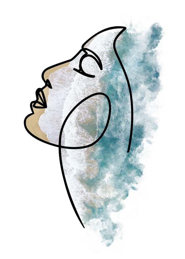 Face And Wave Beach Print
