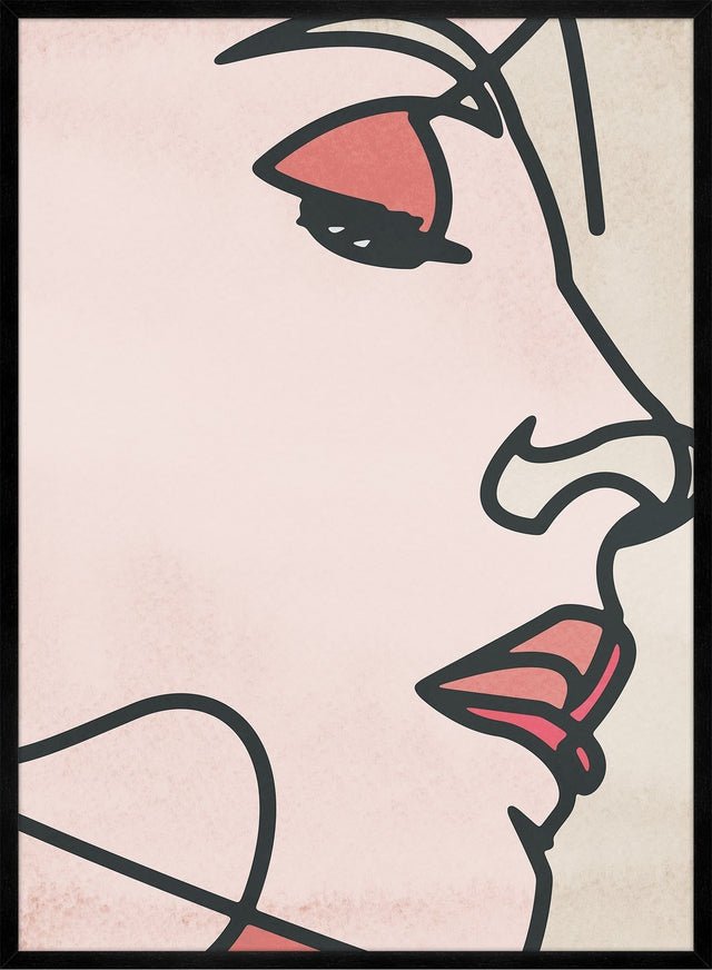 Face Close Up Line Art Watercolour Print