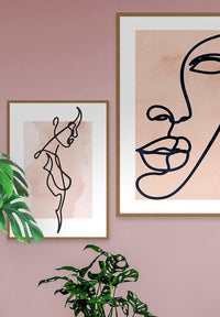 Female Front Study Line Art Watercolour Print