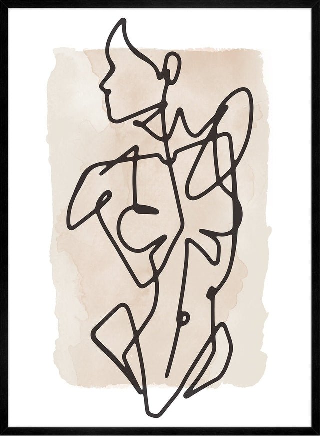 Female Front Study Line Art Watercolour Print