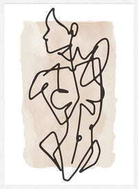 Female Front Study Line Art Watercolour Print