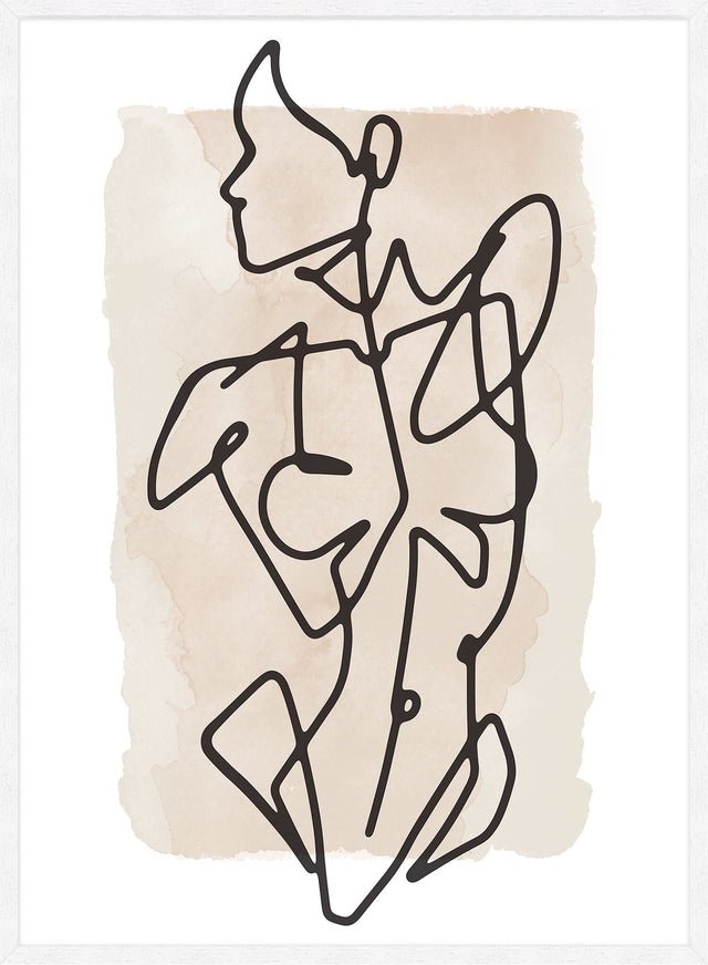 Female Front Study Line Art Watercolour Print