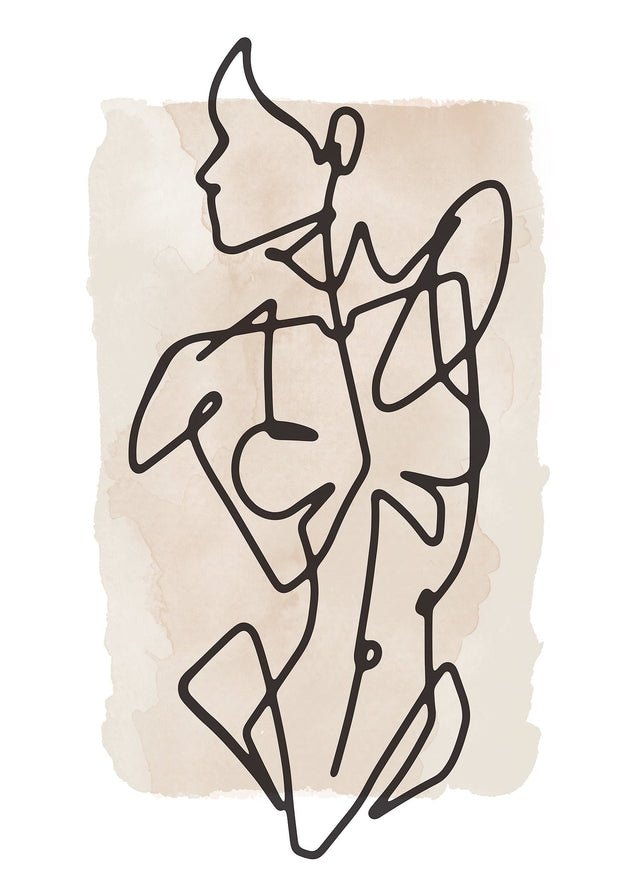 Female Front Study Line Art Watercolour Print