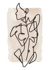 Female Front Study Line Art Watercolour Print