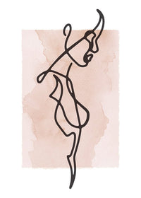 Female Side Study Line Art Watercolour Print