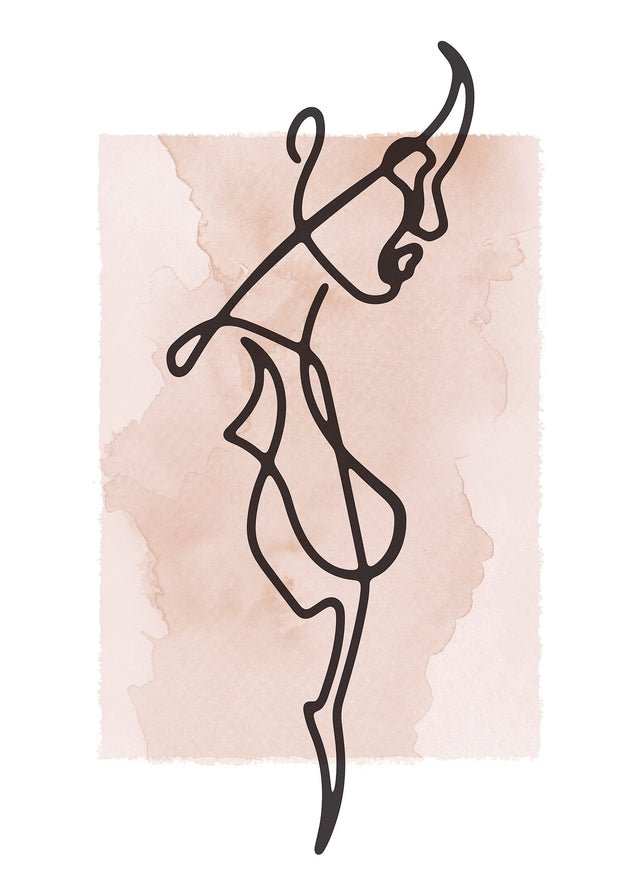 Female Side Study Line Art Watercolour Print