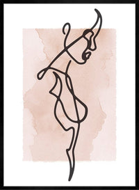 Female Side Study Line Art Watercolour Print
