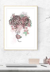 Floral Face Line Art Print