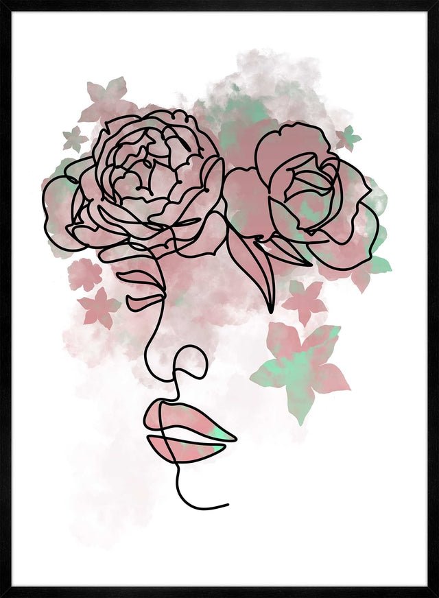 Floral Face Line Art Print