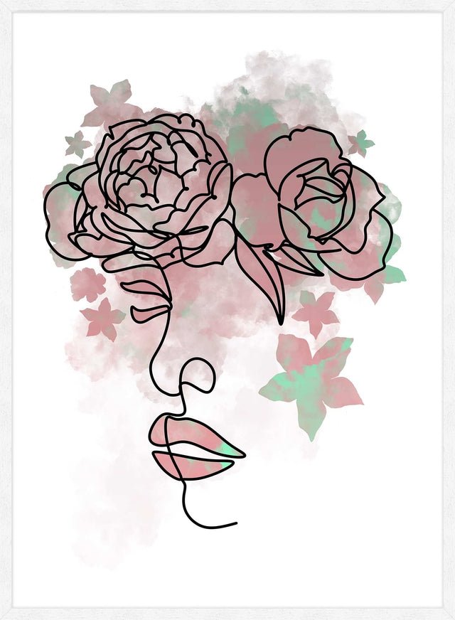 Floral Face Line Art Print