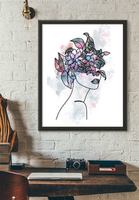 Flower Hair Line Art Print