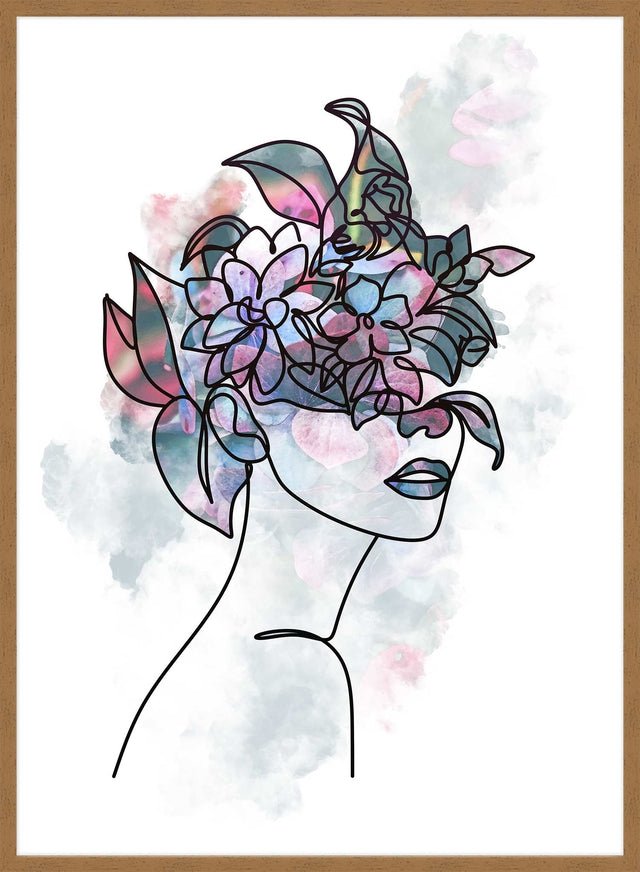 Flower Hair Line Art Print