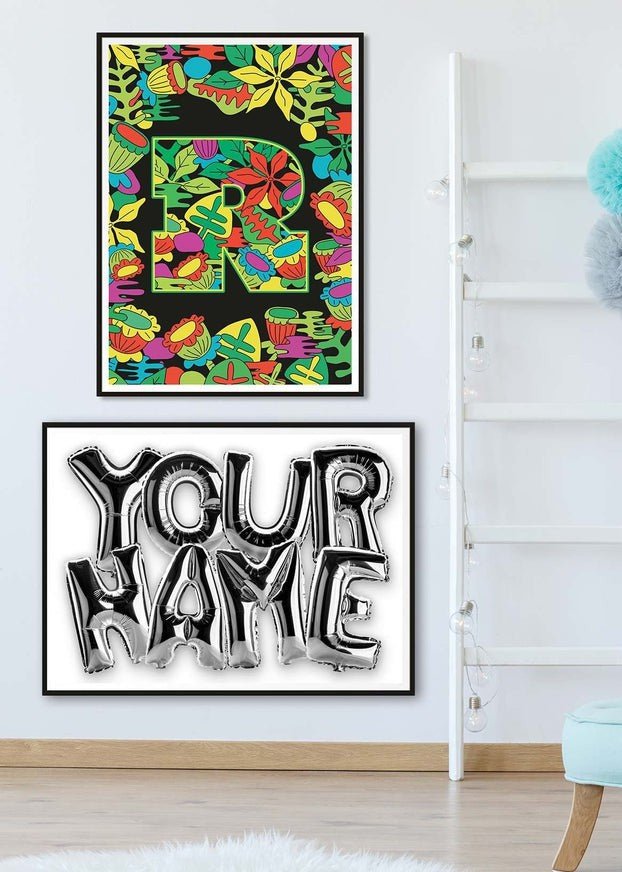 Foil Balloon Style Personalised Name White Print