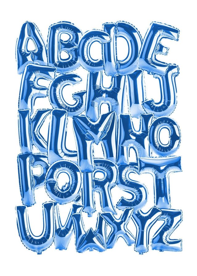 Foil Balloons Alphabet Educational Blue Print