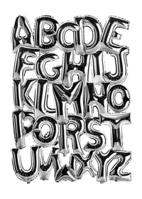 Foil Balloons Alphabet Educational Chrome Silver Print