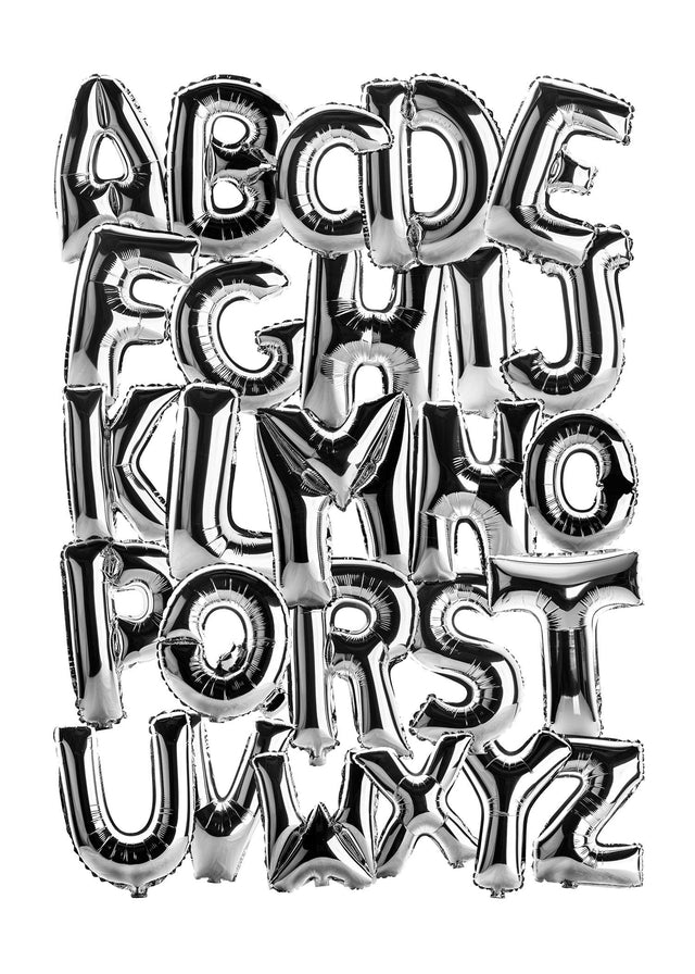 Foil Balloons Alphabet Educational Chrome Silver Print