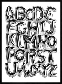 Foil Balloons Alphabet Educational Chrome Silver Print