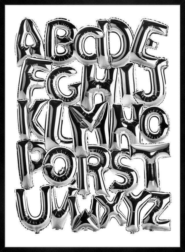 Foil Balloons Alphabet Educational Chrome Silver Print