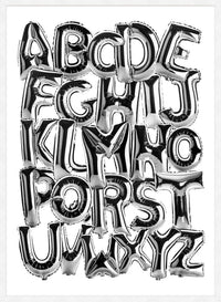 Foil Balloons Alphabet Educational Chrome Silver Print