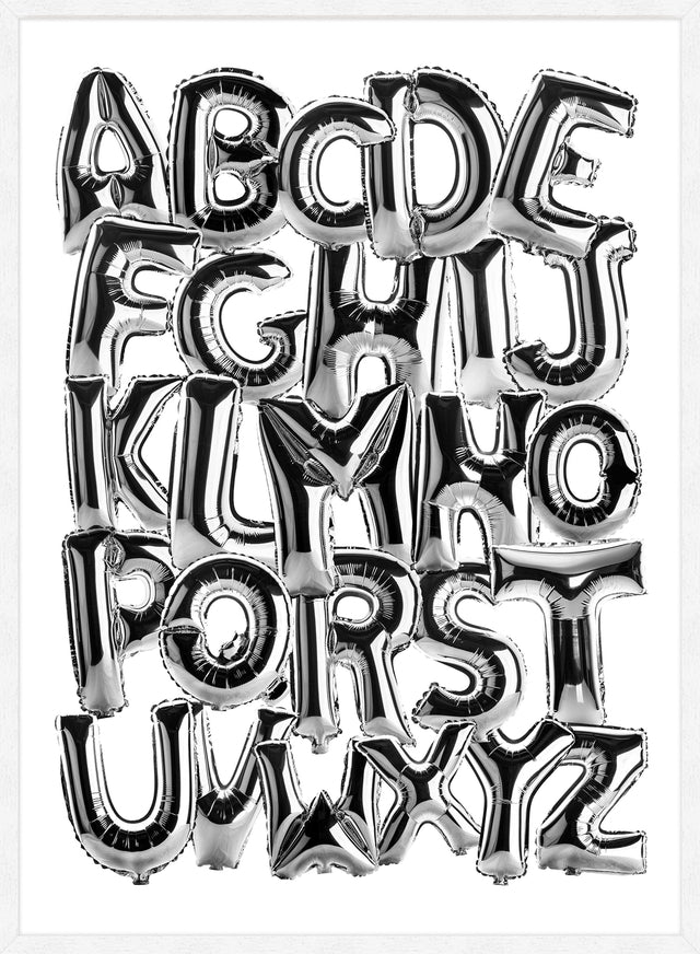 Foil Balloons Alphabet Educational Chrome Silver Print
