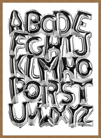 Foil Balloons Alphabet Educational Chrome Silver Print