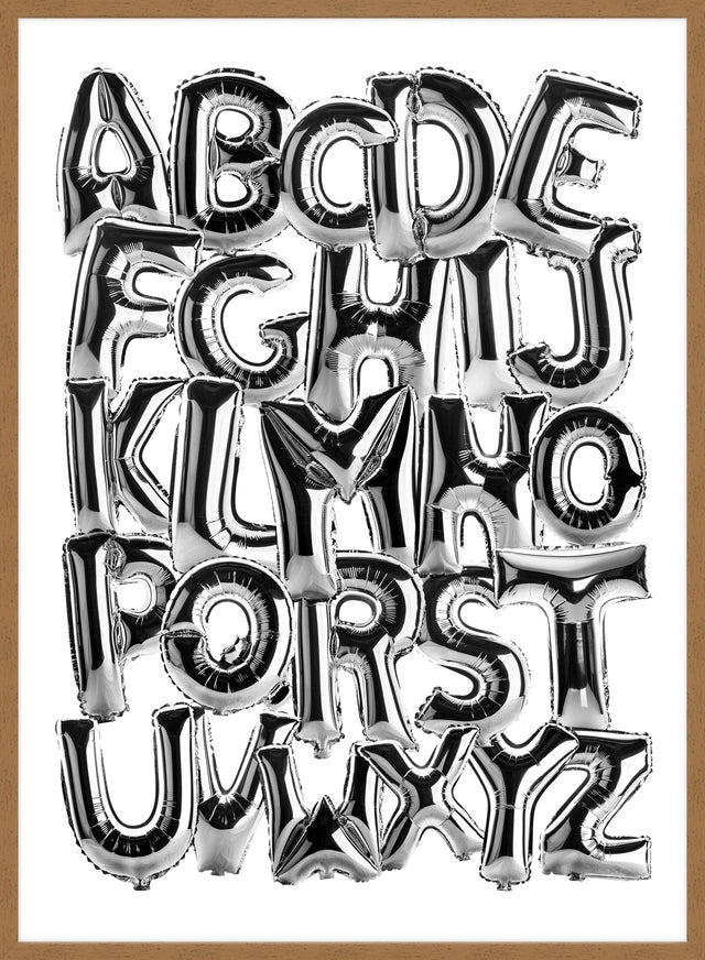 Foil Balloons Alphabet Educational Chrome Silver Print
