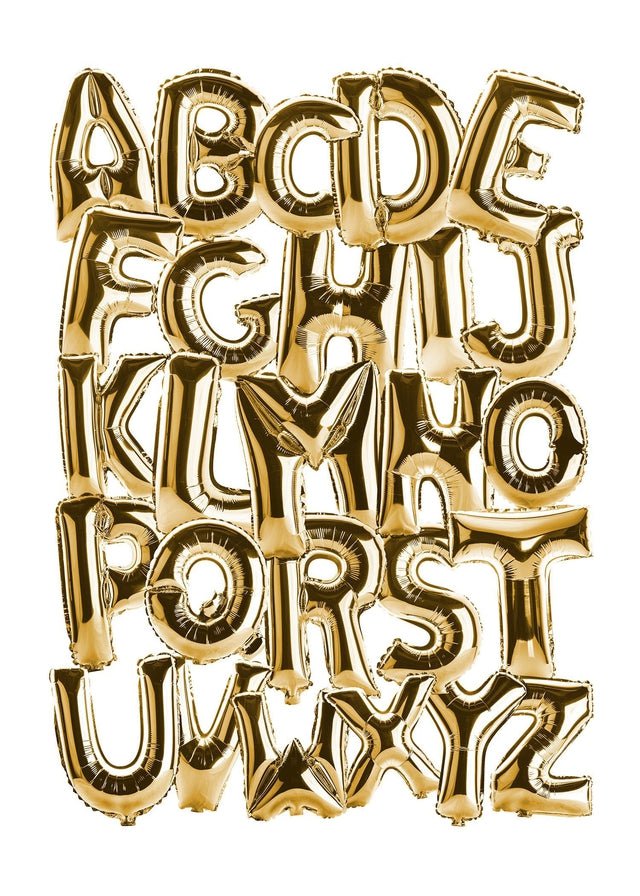 Foil Balloons Alphabet Educational Gold Print