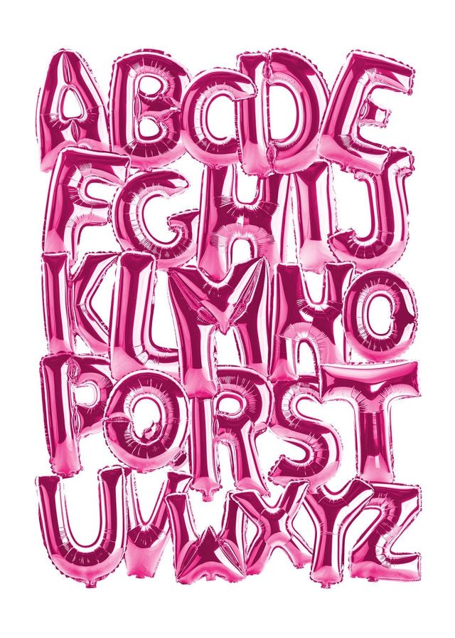 Foil Balloons Alphabet Educational Pink Print