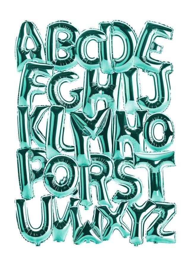 Foil Balloons Alphabet Educational Teal Print