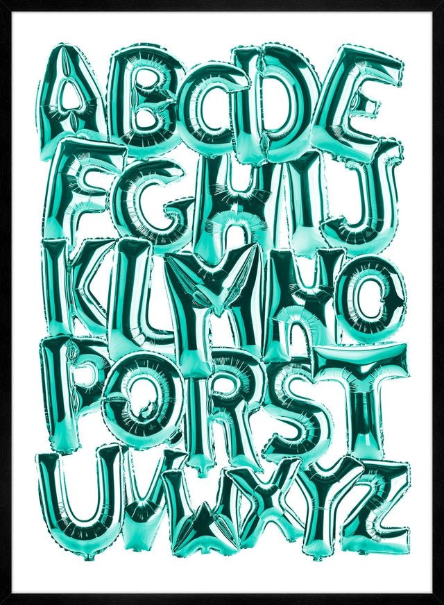 Foil Balloons Alphabet Educational Teal Print