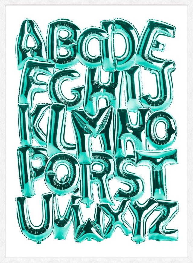 Foil Balloons Alphabet Educational Teal Print