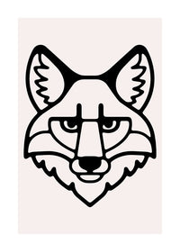 Fox Animal Black And White Portrait Print