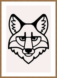 Fox Animal Black And White Portrait Print