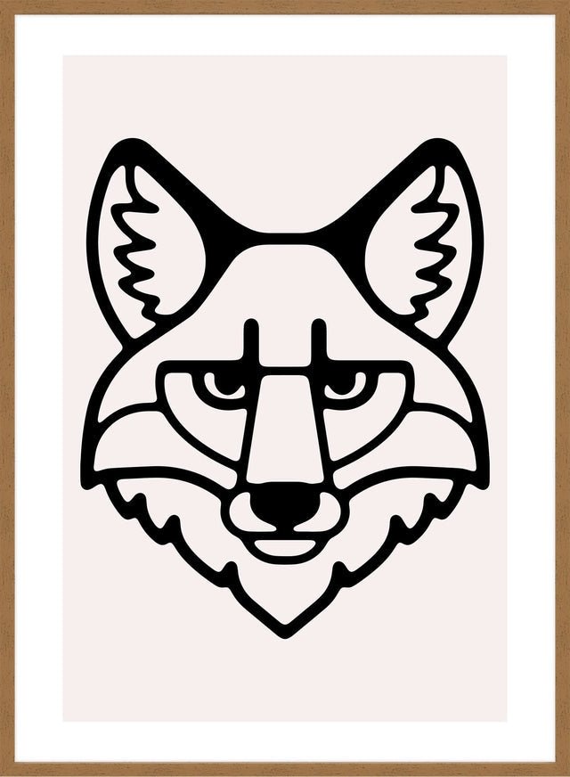 Fox Animal Black And White Portrait Print
