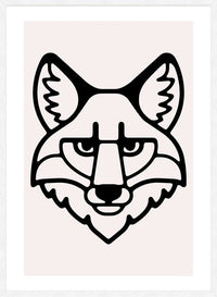 Fox Animal Black And White Portrait Print