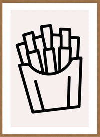 French Fries Black And White Fast Food Illustration Print