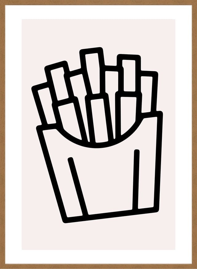 French Fries Black And White Fast Food Illustration Print
