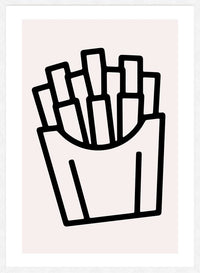 French Fries Black And White Fast Food Illustration Print