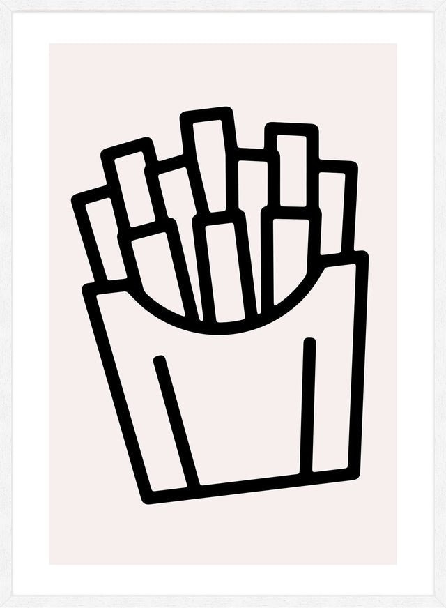 French Fries Black And White Fast Food Illustration Print