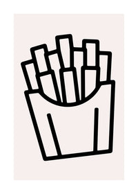 French Fries Black And White Fast Food Illustration Print