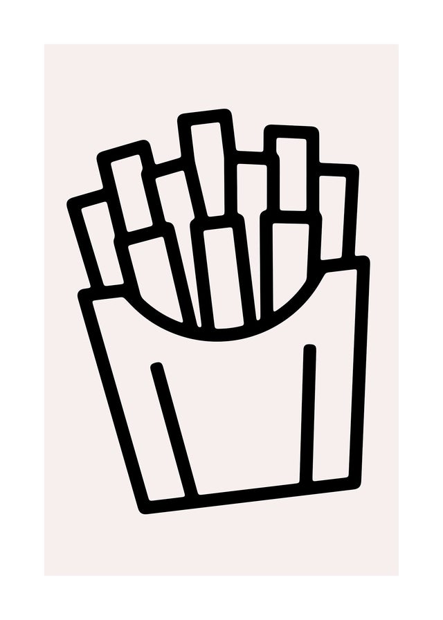 French Fries Black And White Fast Food Illustration Print
