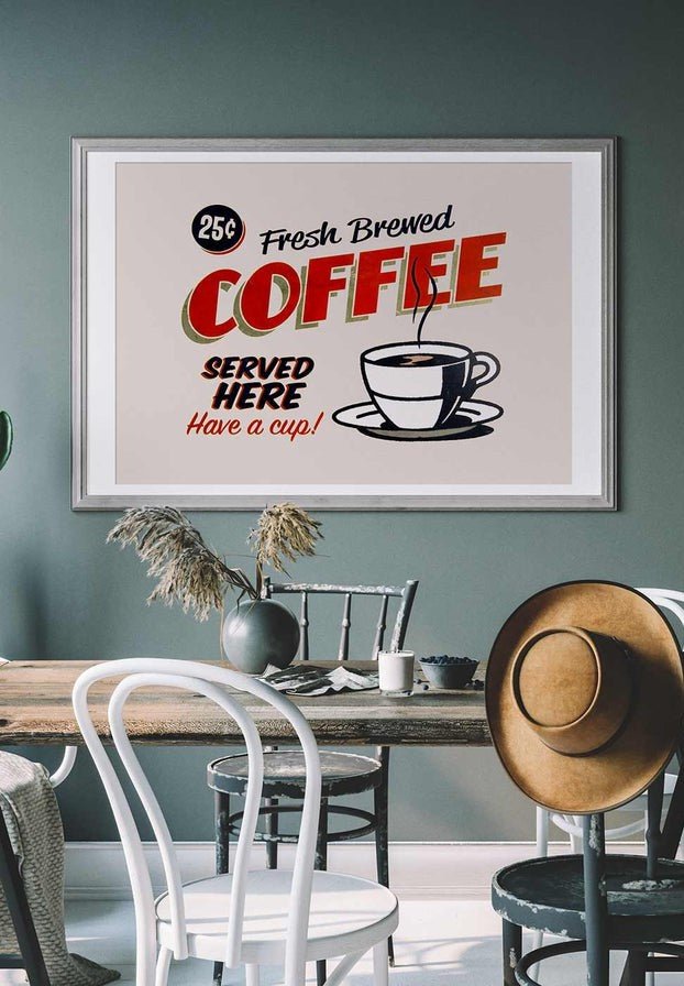 Fresh Coffee Served Here Sign Print
