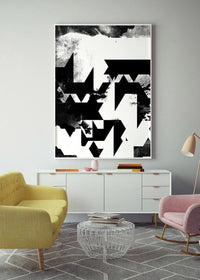 Geometric Abstract Black & White Print