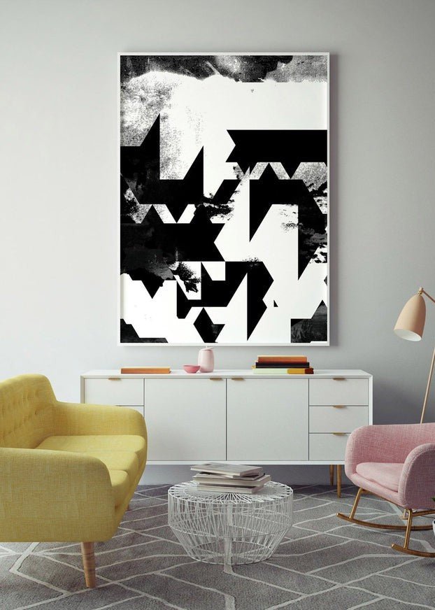 Geometric Abstract Black & White Print