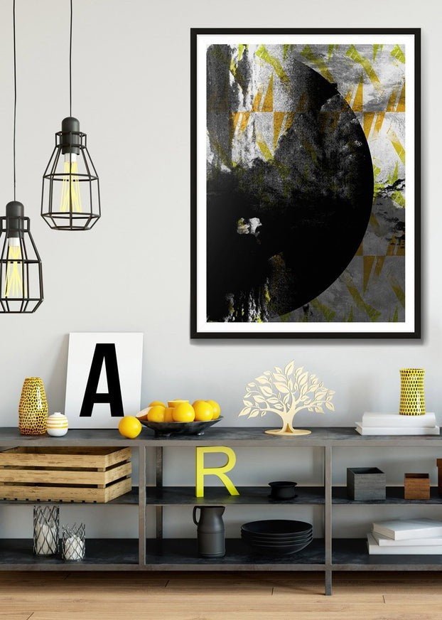 Geometric Moon Yellow Print