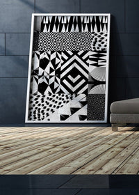 Geometric Segments Black and White Print