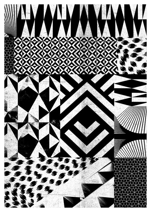 Geometric Segments Black and White Print