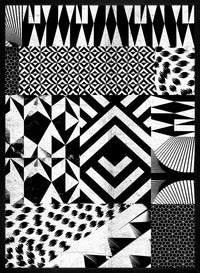 Geometric Segments Black and White Print