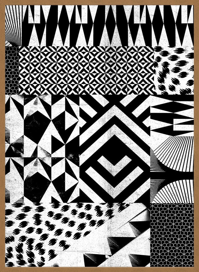 Geometric Segments Black and White Print