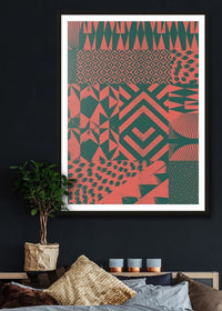 Geometric Segments Pink & Green Print